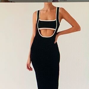 Peppermayo Black Maxi Dress with White Accents